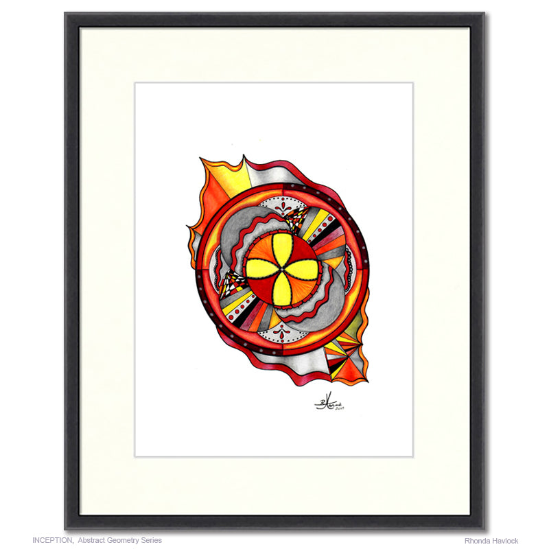 INCEPTION - Original Drawing - Abstract Geometry by Rhonda Havlock