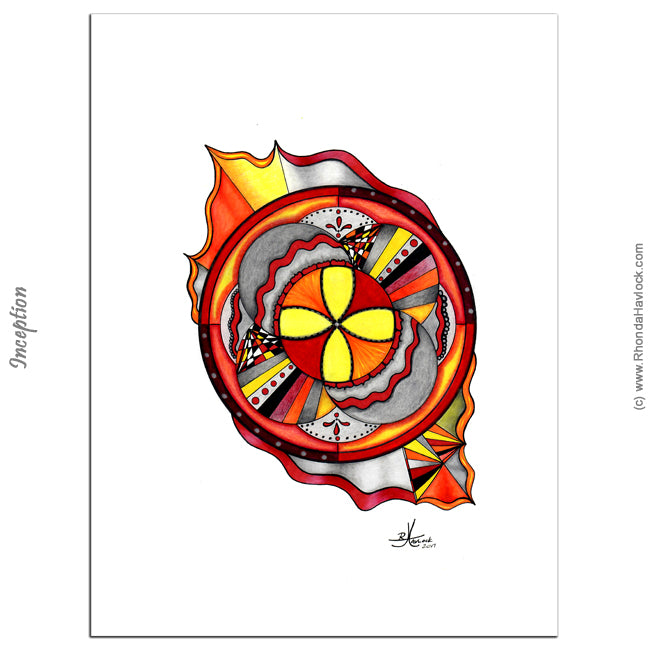 INCEPTION - Original Drawing - Abstract Geometry by Rhonda Havlock