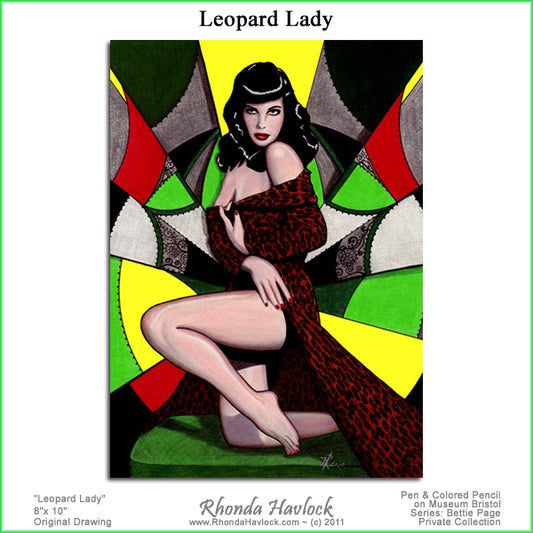 BETTIE PAGE, Leopard Lady - Original Drawing