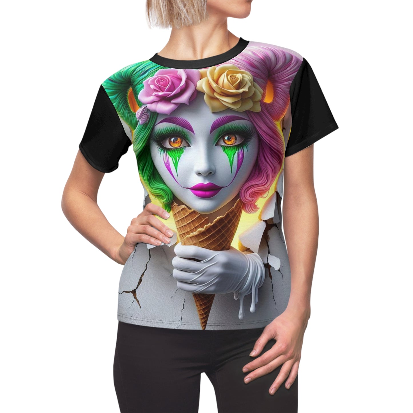 Sweet Ice Bliss of the Cream Rose Jester  - Comfortable Women's Crew Neck Shirt ~ GnomePOP