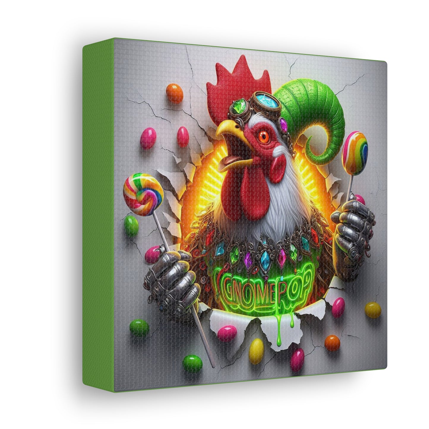 Peckford the Lollipop Artisan - GnomePOP Jester - 6x6 Canvas Gallery Wrap POP - Thick & Ready to Hang!