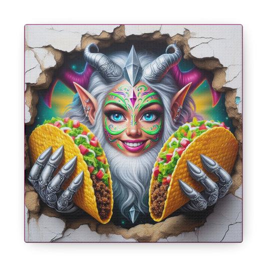 Thalia the Garland Master - GnomePOP Jester - 6x6 Canvas Gallery Wrap POP - Thick & Ready to Hang!