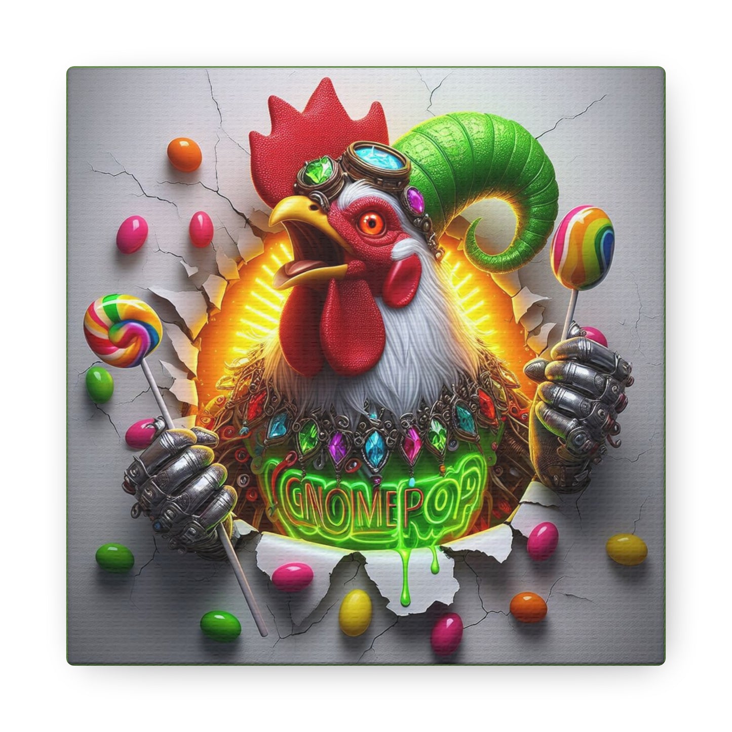 Peckford the Lollipop Artisan - GnomePOP Jester - 6x6 Canvas Gallery Wrap POP - Thick & Ready to Hang!