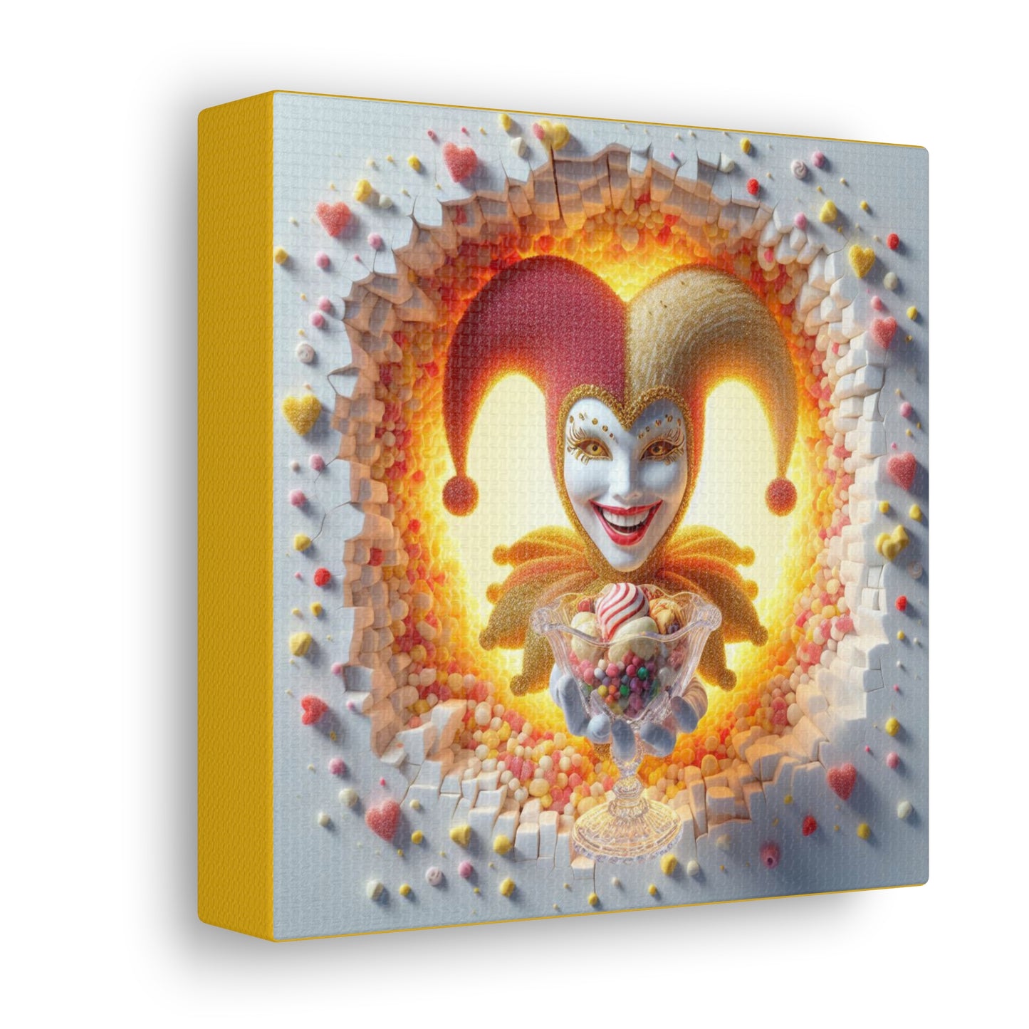 Maribel the Scoop of Love - GnomePOP Jester - 6x6 Canvas Gallery Wrap POP - Thick & Ready to Hang!