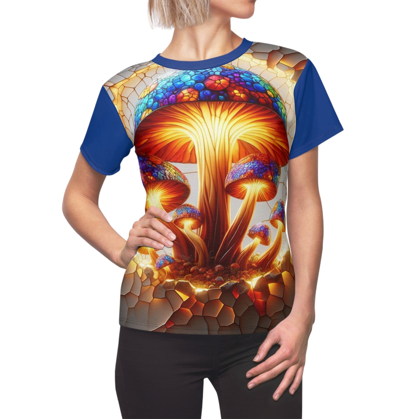 Mosaic Mycelium ~ Mushroom - Comfortable Women's Crew Neck Shirt ~ GnomePOP