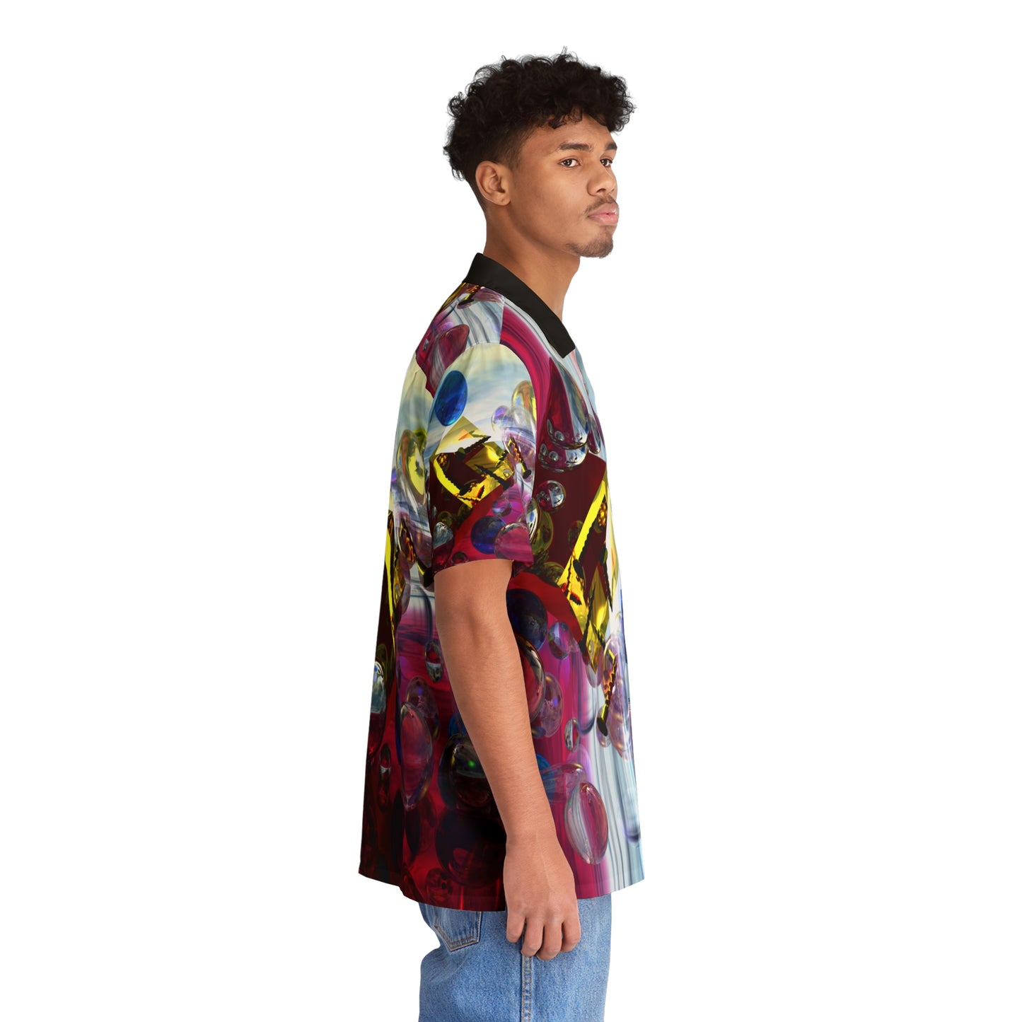 Solid Sonic Bubble Boom - Men's Hawaiian Shirt - Liquid Geometry