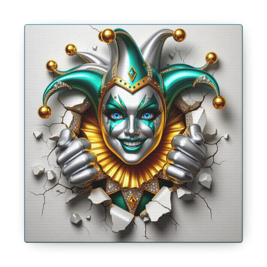 Jester's Jewel Jive, Jasper's Journey with Jewels - GnomePOP Jester - 6x6 Canvas Gallery Wrap POP - Thick & Ready to Hang!