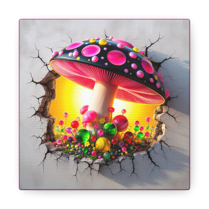 Chromatic Adventures in Fungi Dreams - GnomePOP Mushroom - 6x6 Canvas Gallery Wrap POP - Thick & Ready to Hang!