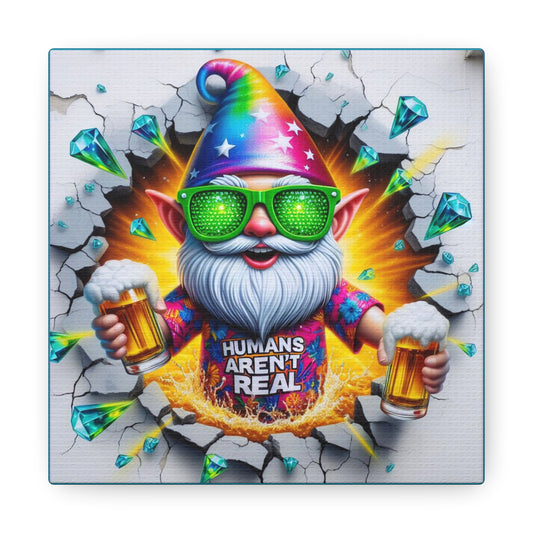 Grimble the Human Skeptic - GnomePOP Gnome - 6x6 Canvas Gallery Wrap POP - Thick & Ready to Hang!