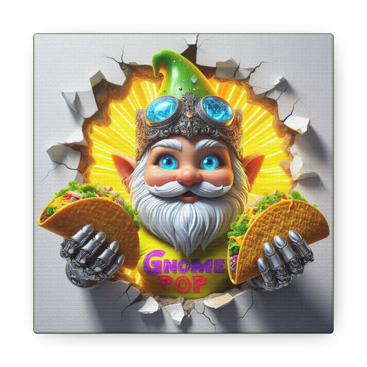 Flimbit the Taco Titan - GnomePOP Gnome - 6x6 Canvas Gallery Wrap POP - Thick & Ready to Hang!