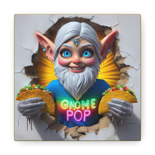 Blibbit’s Midnight Taco Run - GnomePOP Gnome - 6x6 Canvas Gallery Wrap POP - Thick & Ready to Hang!