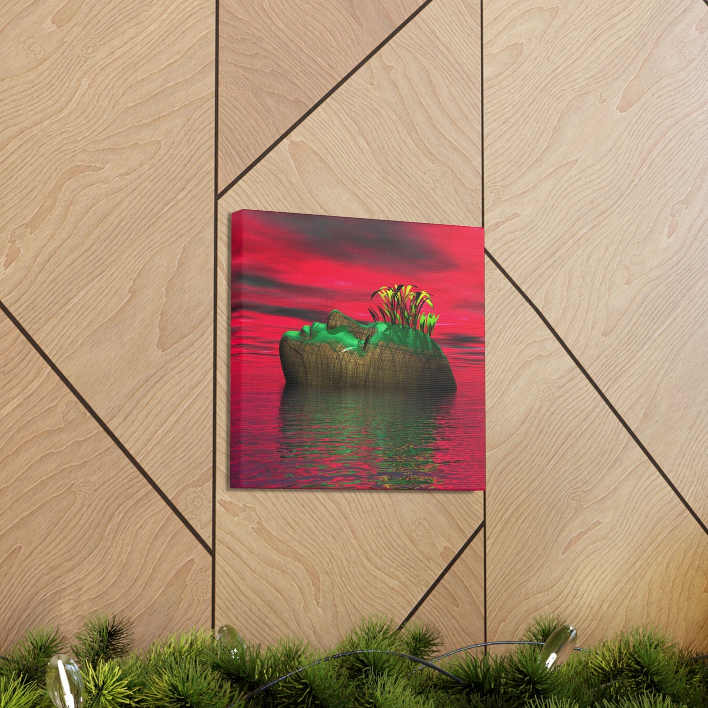 Sunset on Petrified Mind Island - Canvas, Gallery Wrapped -  12" x 12" x 1.25" - Master Minds Series - Ready to Hang!