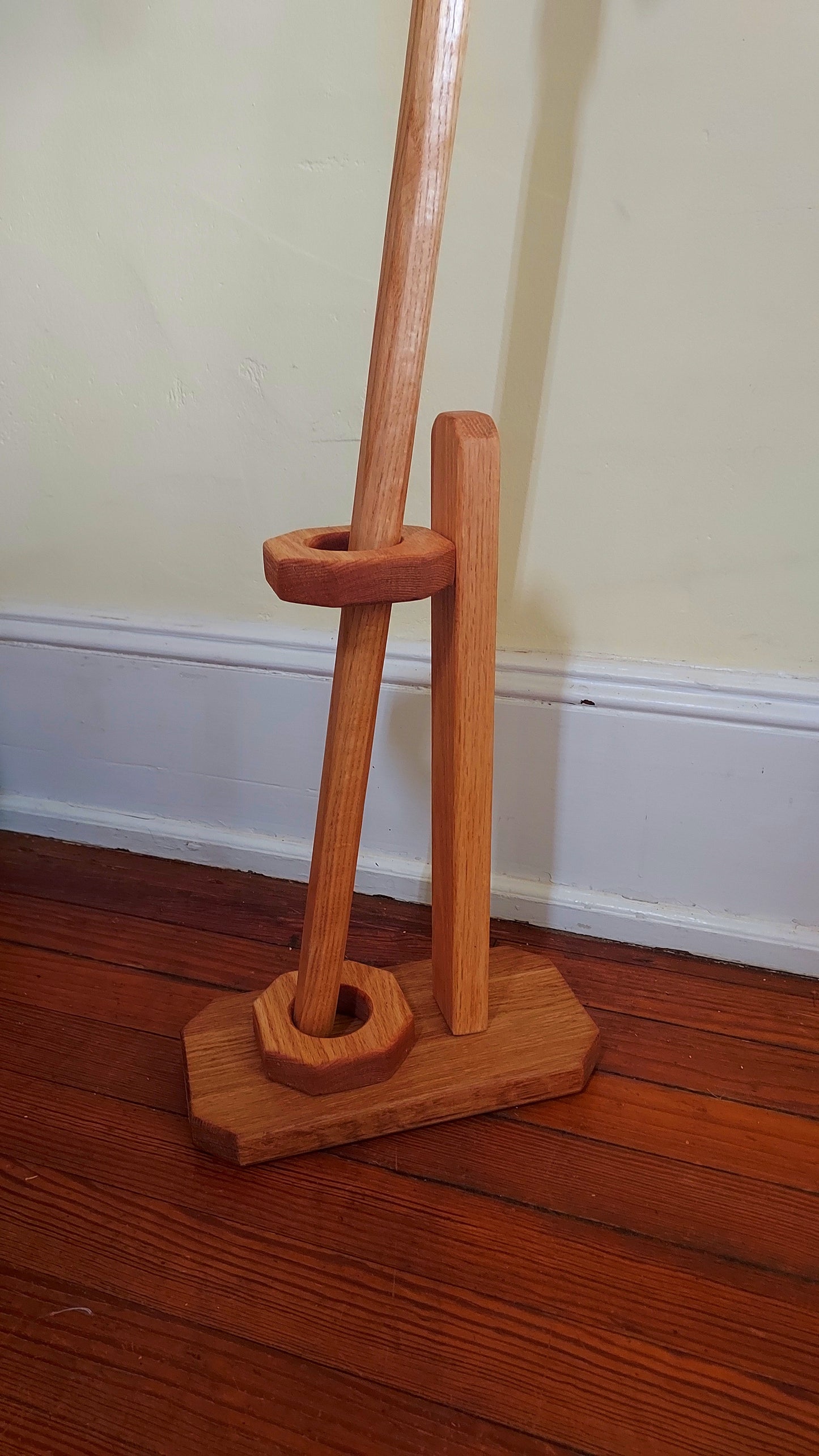 Walking Stick - ZEUS - 49" Red Oak - Red Crocodile grip with custom display stand