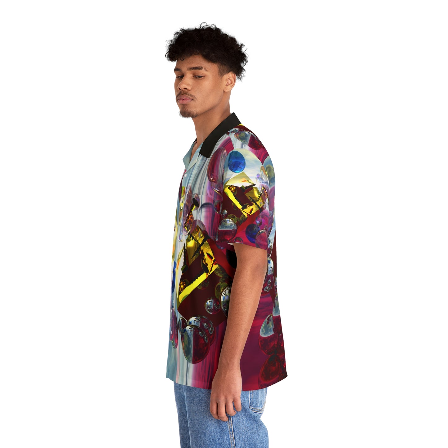 Solid Sonic Bubble Boom - Men's Hawaiian Shirt - Liquid Geometry