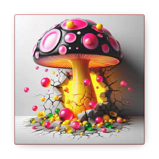 Surreal Spore Ballet Nature's Euphony - GnomePOP Mushroom - 6x6 Canvas Gallery Wrap POP - Thick & Ready to Hang!