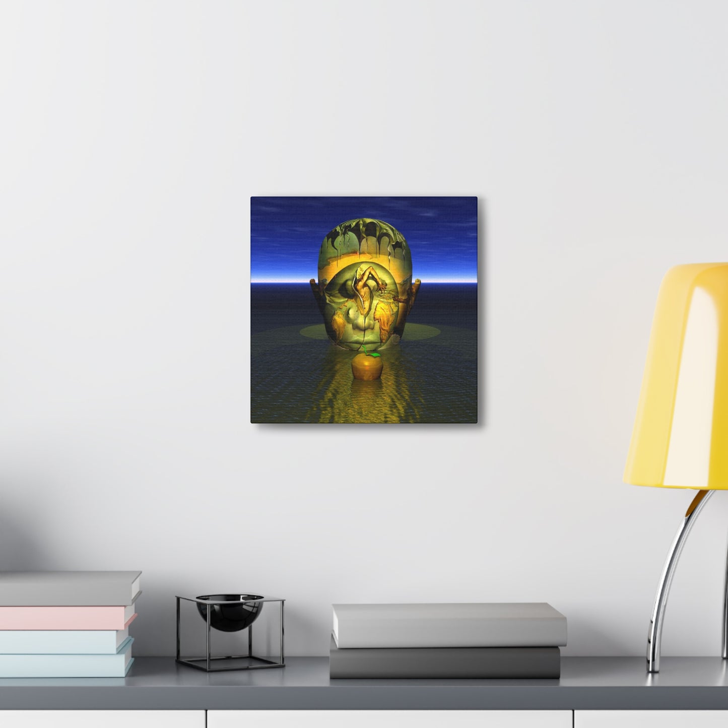 Golden Apple Watching The Birth of a New Mind - Canvas, Gallery Wrapped -  12" x 12" x 1.25" - Master Minds Series - Ready to Hang!