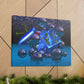 Silicon Screws Blazing Blue - Canvas, Gallery Wrapped - 18" x 24" x 1.25" - Liquid Geometry Series - Ready to Hang!