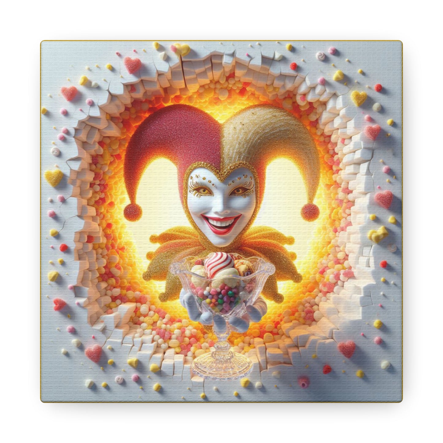 Maribel the Scoop of Love - GnomePOP Jester - 6x6 Canvas Gallery Wrap POP - Thick & Ready to Hang!