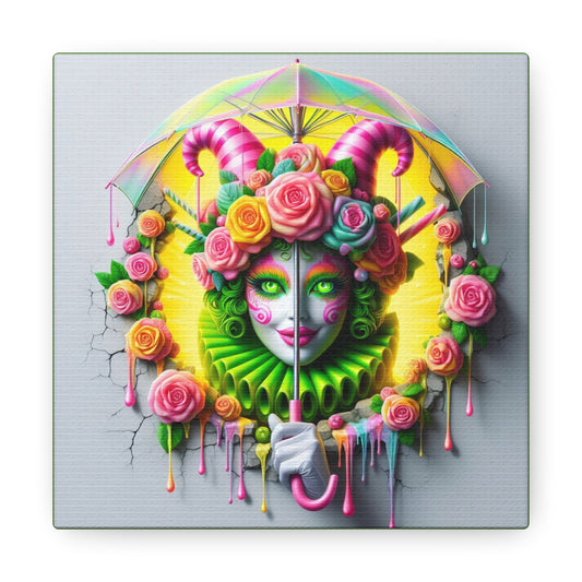 Maribel the Floral Virtuoso - GnomePOP Jester - 6x6 Canvas Gallery Wrap POP - Thick & Ready to Hang!