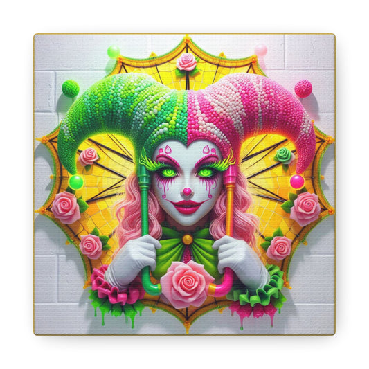 Fiora, Mistress of Petal Play - GnomePOP Jester - 6x6 Canvas Gallery Wrap POP - Thick & Ready to Hang!