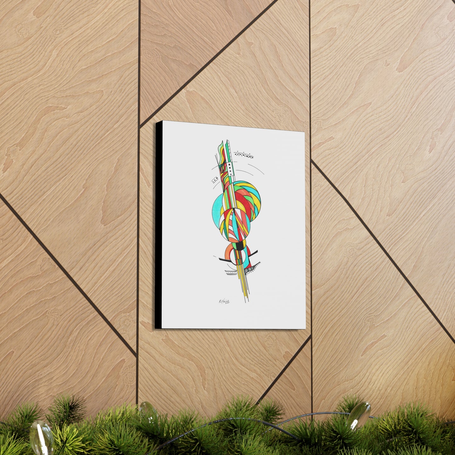 Tropical Paradise - Canvas, Gallery Wrapped -  11" x 14" x 1.25" - Abstract Geometry Series - Ready to Hang!