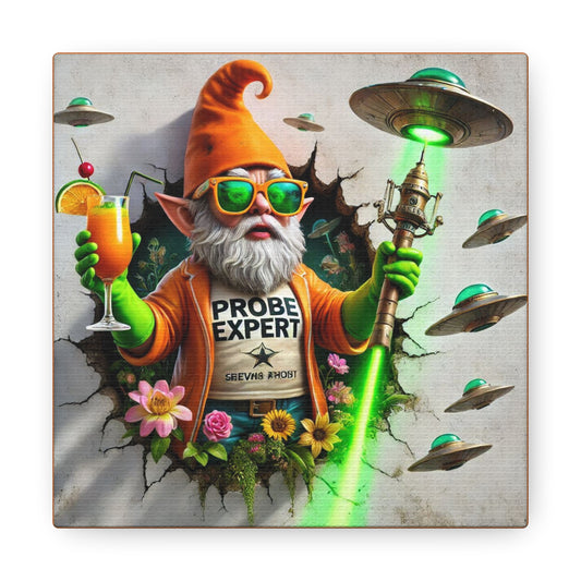 Xarnix the Legendary Probe Master - GnomePOP Gnome - 6x6 Canvas Gallery Wrap POP - Thick & Ready to Hang!