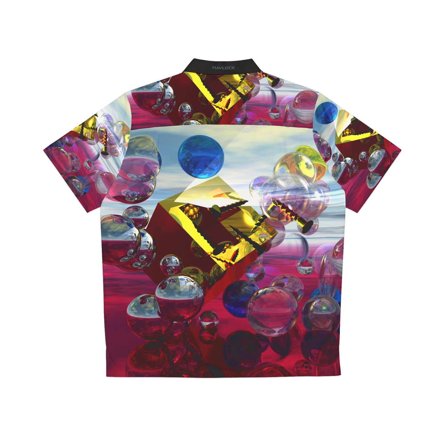 Solid Sonic Bubble Boom - Men's Hawaiian Shirt - Liquid Geometry