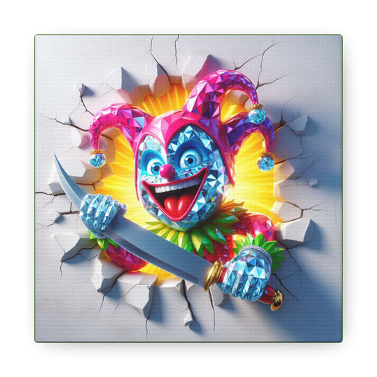 Faceted Foolery Crystal Jesters Cunning Blades - GnomePOP Jester - 6x6 Canvas Gallery Wrap POP - Thick & Ready to Hang!