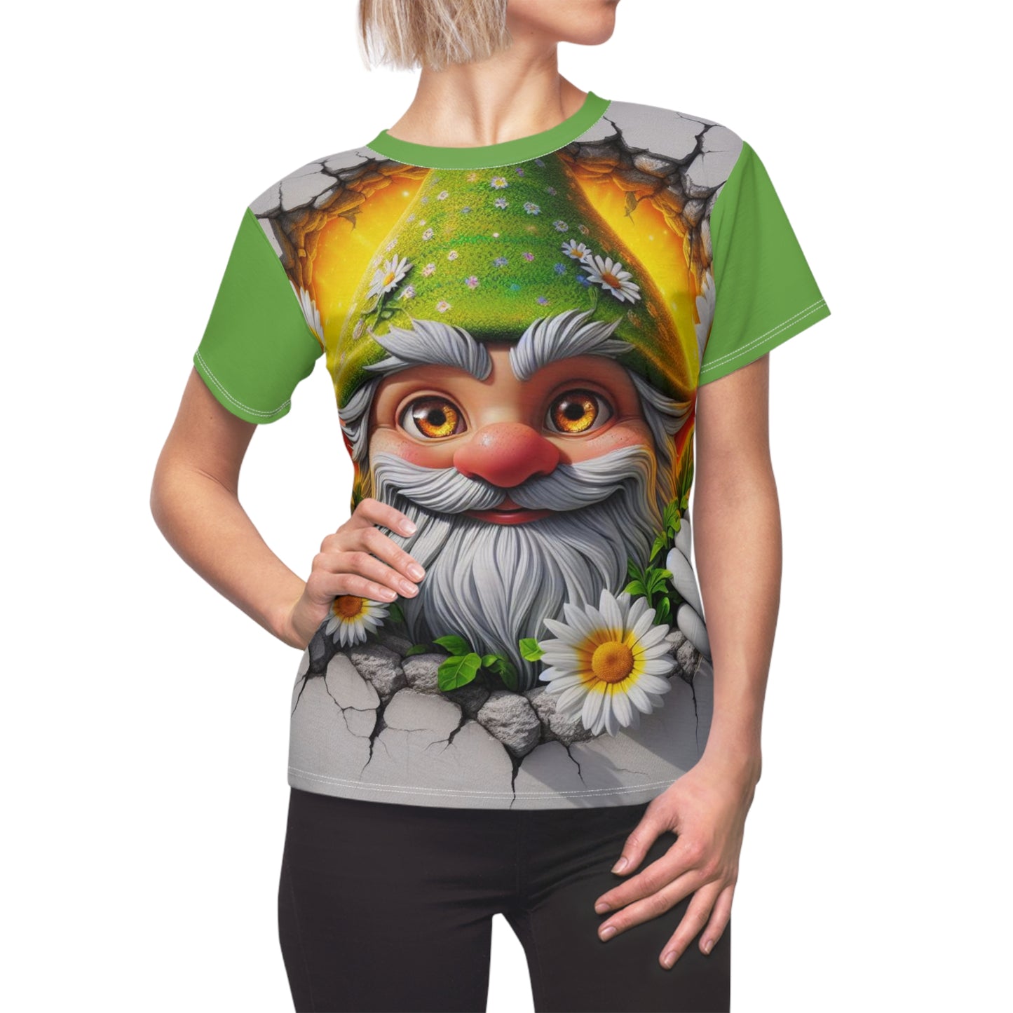 Sylvester's Daisies at the Crack of Dawn ~ Gnome - Comfortable Women's Crew Neck Shirt ~ GnomePOP