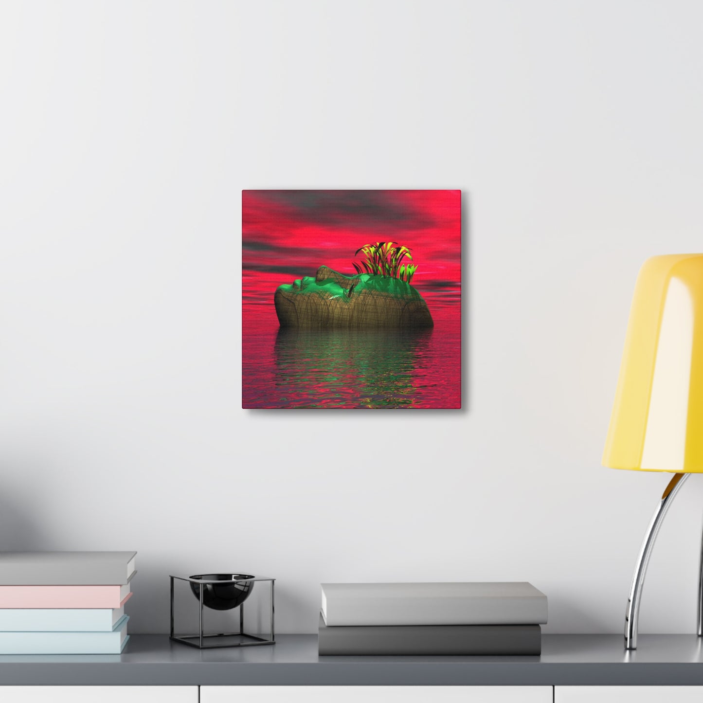 Sunset on Petrified Mind Island - Canvas, Gallery Wrapped -  12" x 12" x 1.25" - Master Minds Series - Ready to Hang!