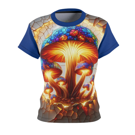 Mosaic Mycelium ~ Mushroom - Comfortable Women's Crew Neck Shirt ~ GnomePOP