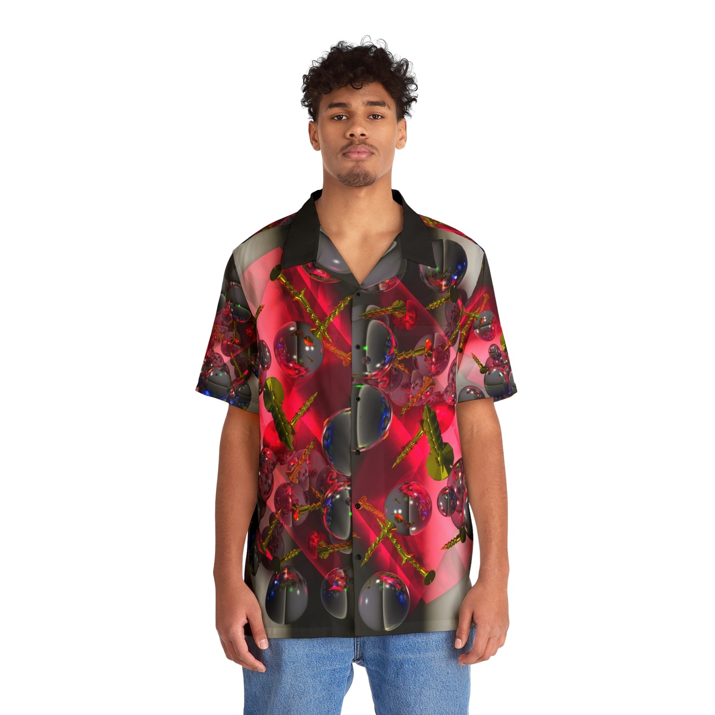 Flaming Liquid Friction Factor - Men's Hawaiian Shirt - Liquid Geometry