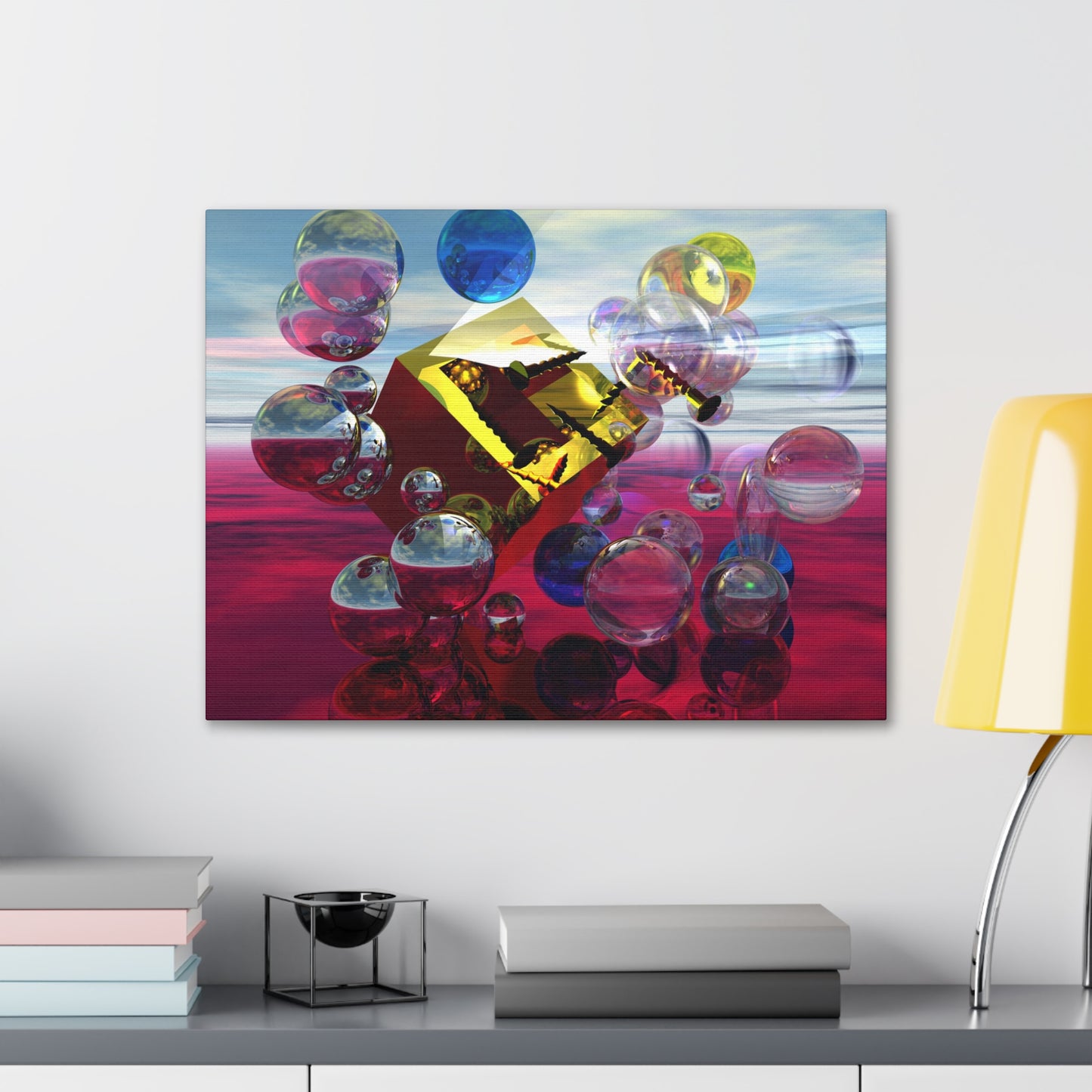 Solid Sonic Bubble Boom - Canvas, Gallery Wrapped - 18" x 24" x 1.25" - Liquid Geometry Series - Ready to Hang!