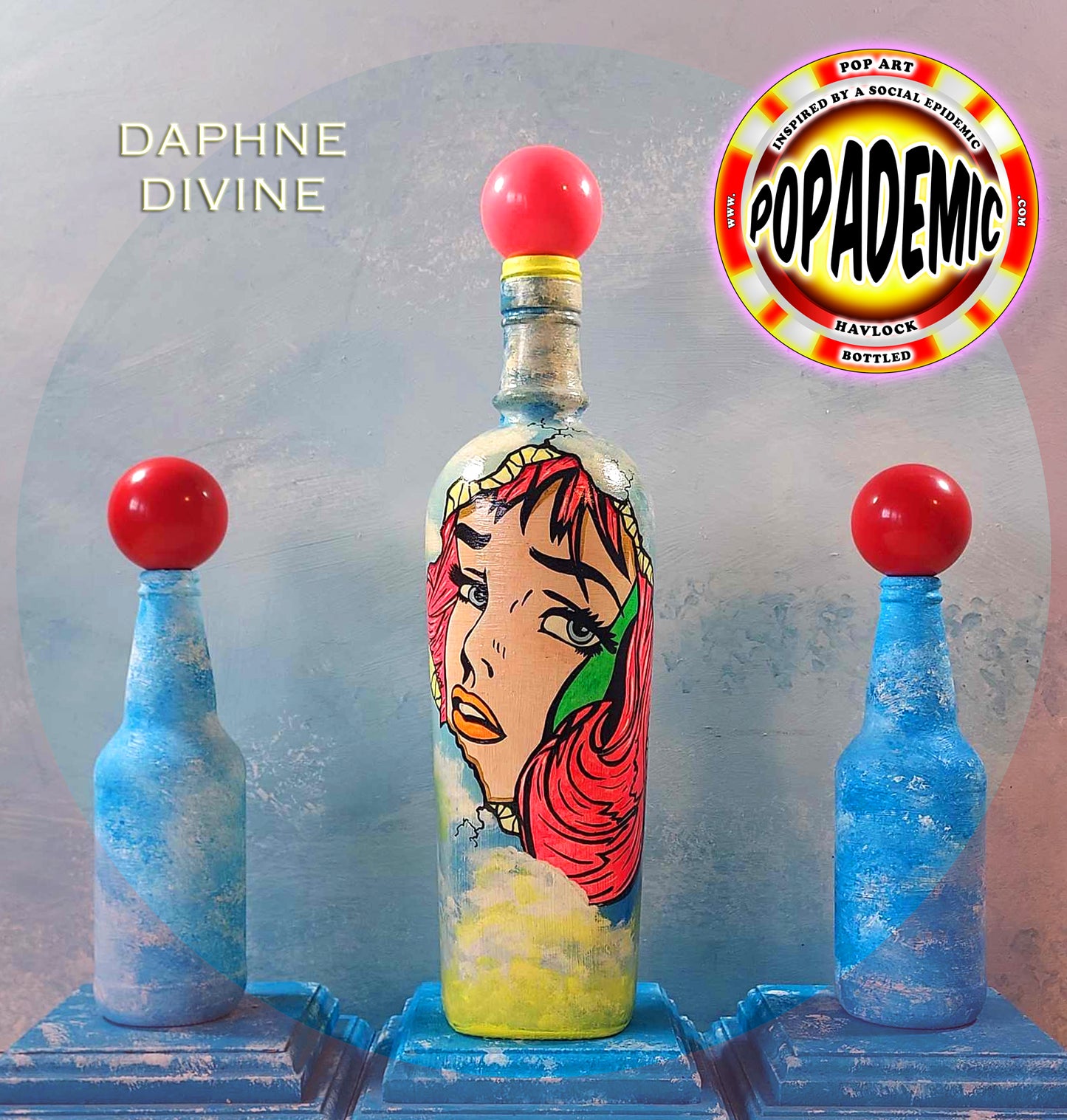 Popademic - DAPHNE DIVINE - Original Painted Bottle - Joey & Rhonda Havlock
