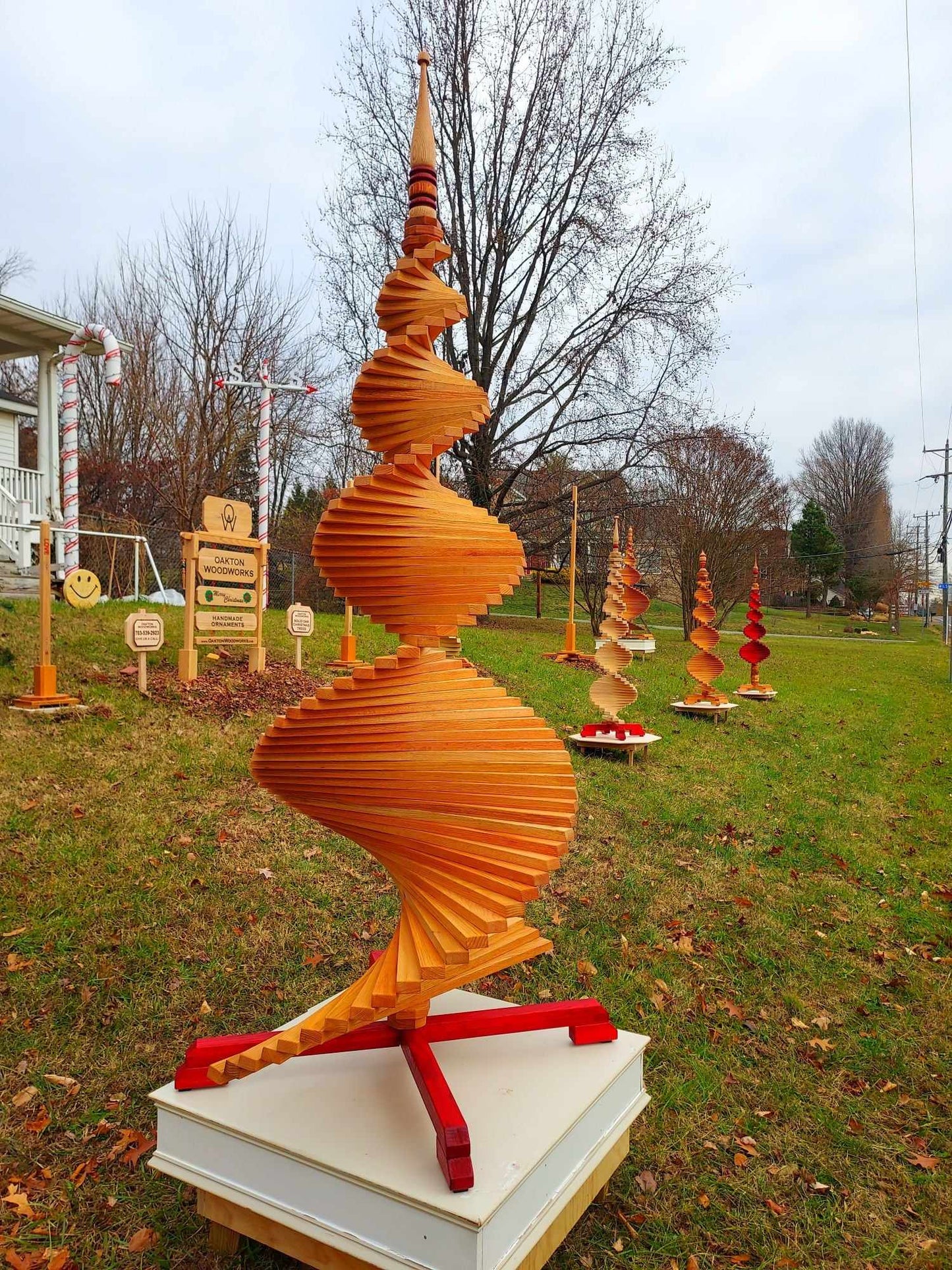 Grand Helix - Solid Oak Spiral Tree Sculpture