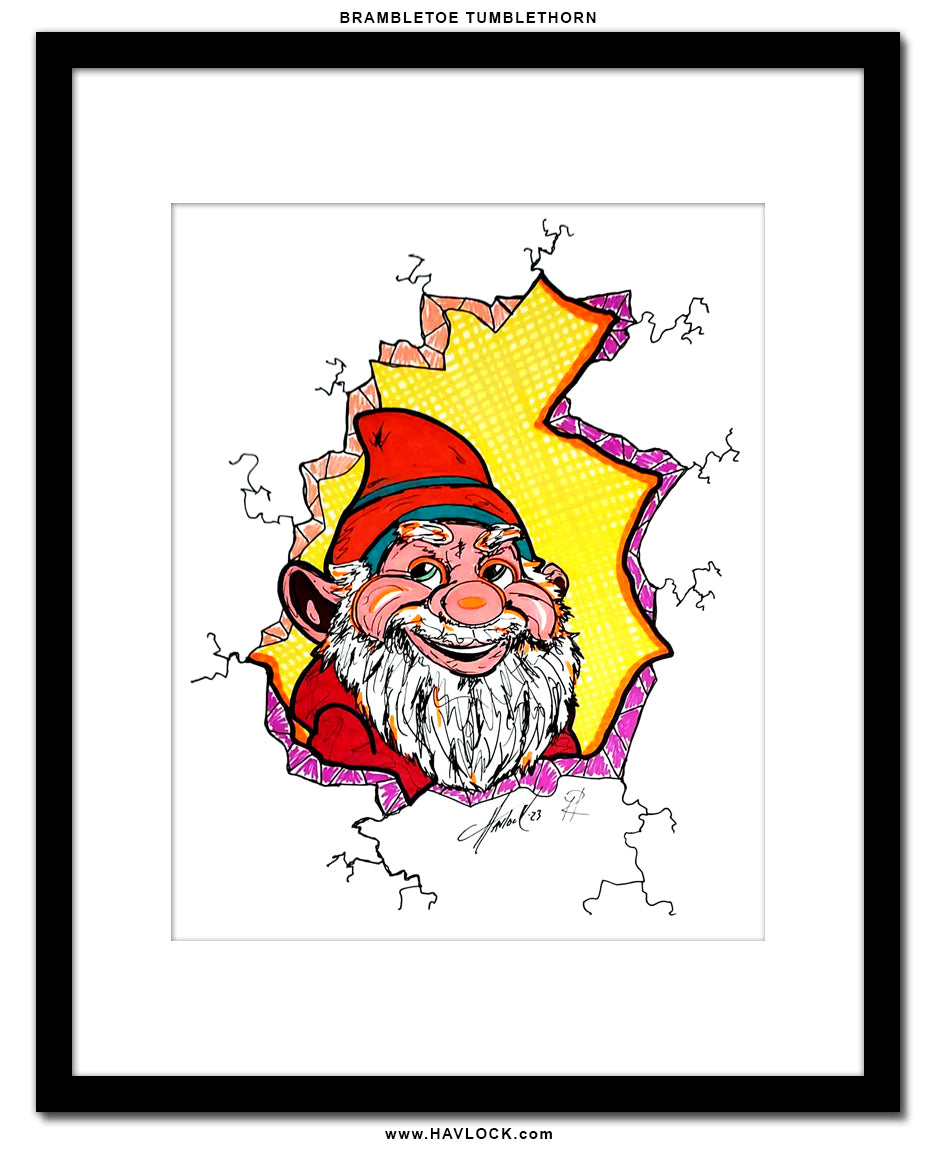 Brambletoe Tumblethorn - Original Drawing - Cracked Gnome Chronicles