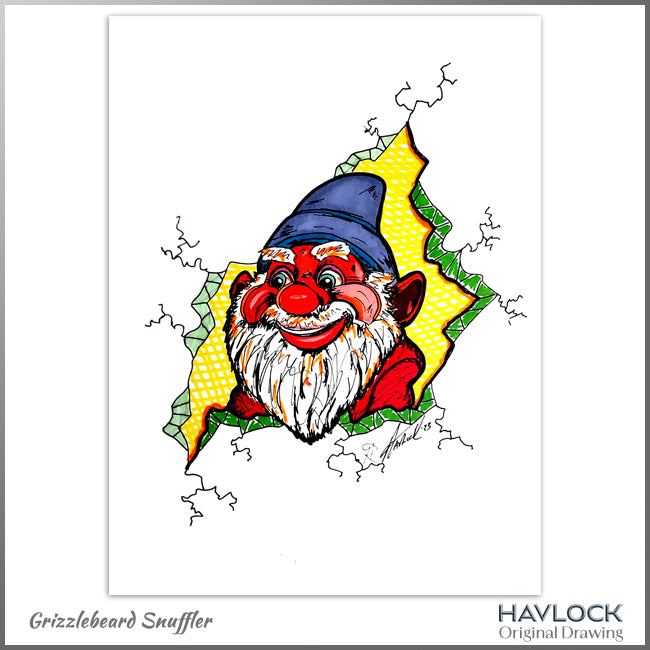 Grizzlebeard Snuffler - Original Drawing - Cracked Gnome Chronicles