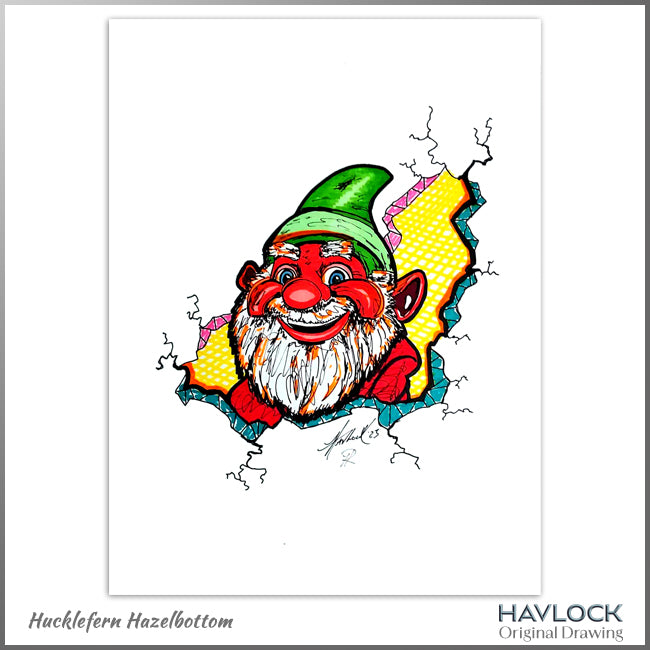 Hucklefern Hazelbottom - Original Drawing - Cracked Gnome Chronicles