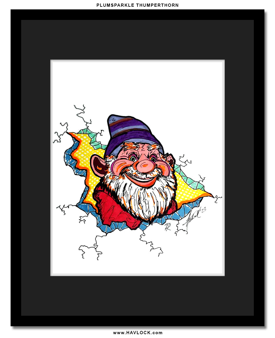 Plumsparkle Thumperthorn - Original Drawing - Cracked Gnome Chronicles