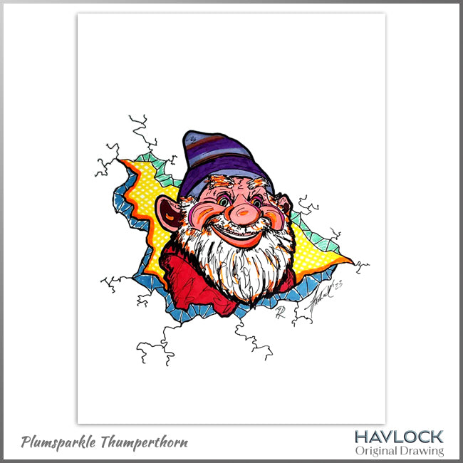 Plumsparkle Thumperthorn - Original Drawing - Cracked Gnome Chronicles