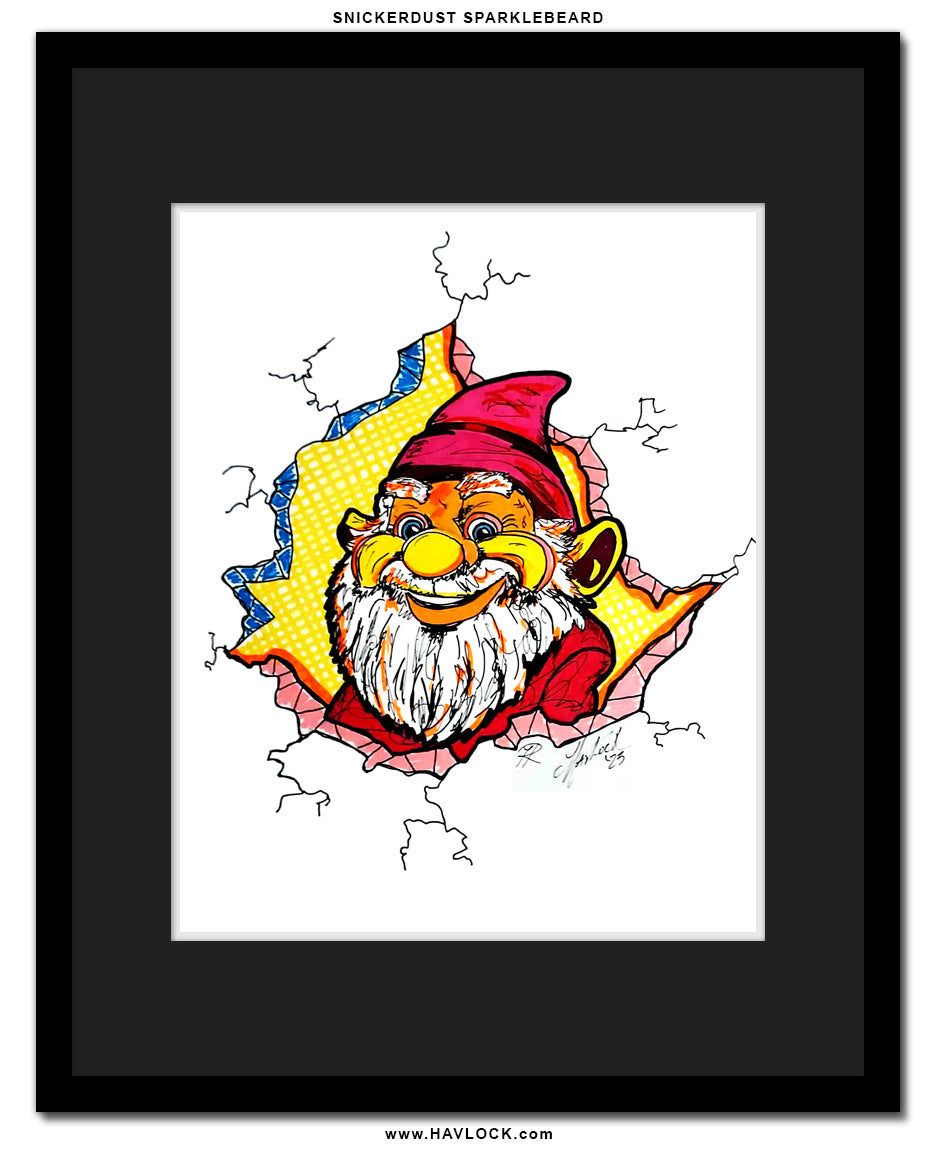 Snickerdust Sparklebeard - Original Drawing - Cracked Gnome Chronicles