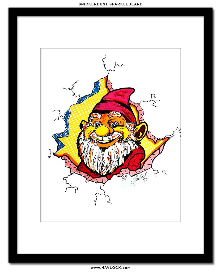 Snickerdust Sparklebeard - Original Drawing - Cracked Gnome Chronicles