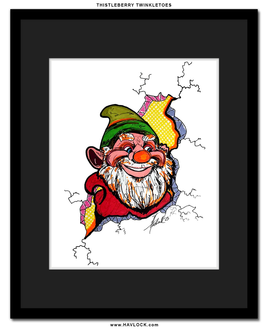 Thistleberry-Twinkletoes - Original Drawing - Cracked Gnome Chronicles