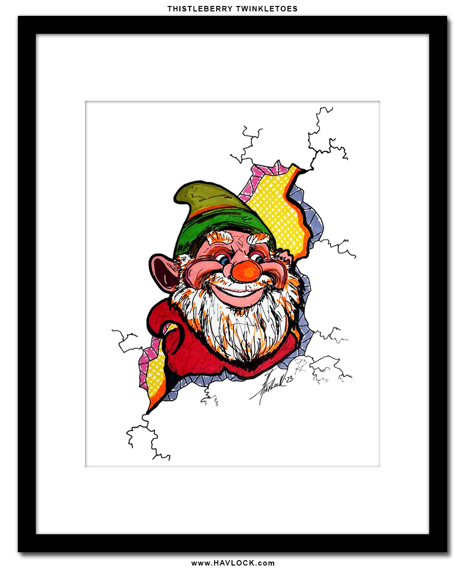 Thistleberry-Twinkletoes - Original Drawing - Cracked Gnome Chronicles