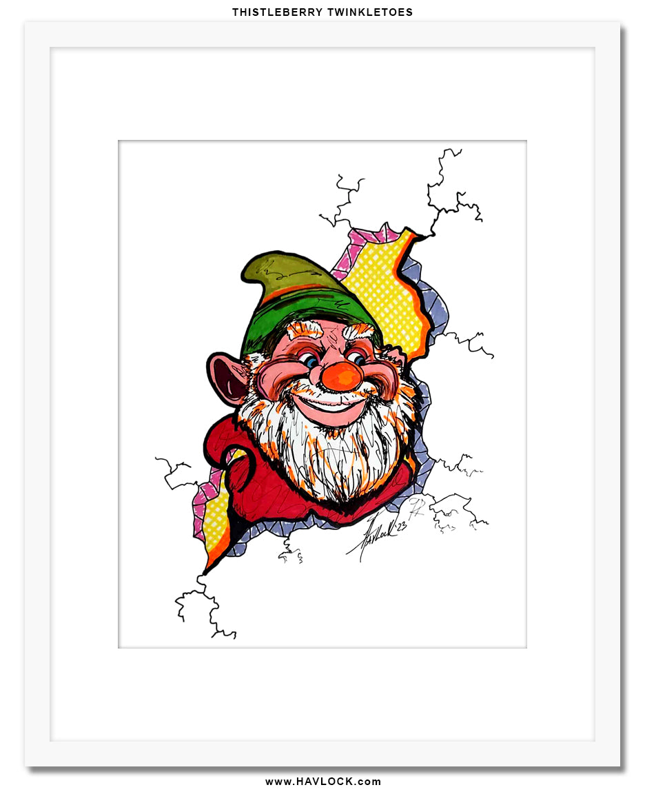 Thistleberry-Twinkletoes - Original Drawing - Cracked Gnome Chronicles