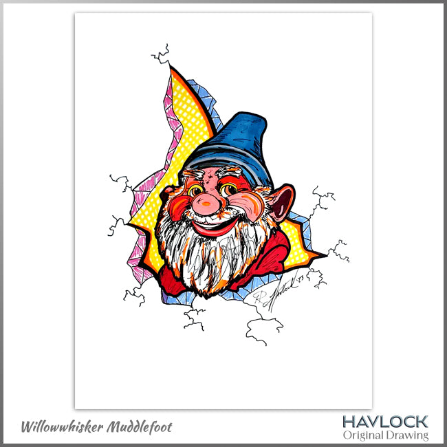 Willowwhisker Muddlefoot - Original Drawing - Cracked Gnome Chronicles