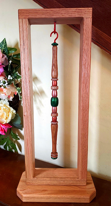 EMERALD ROSE VINE - 15" Oak Wood, Lathe Turned & Hand Painted Ornament