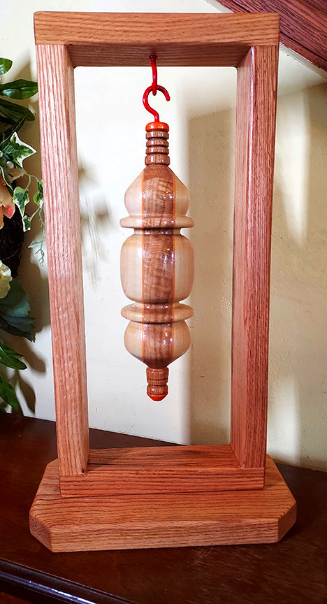 ORANGE CREAMSICLE - 10" White Oak and Poplar Wood Lathe Turned Ornament