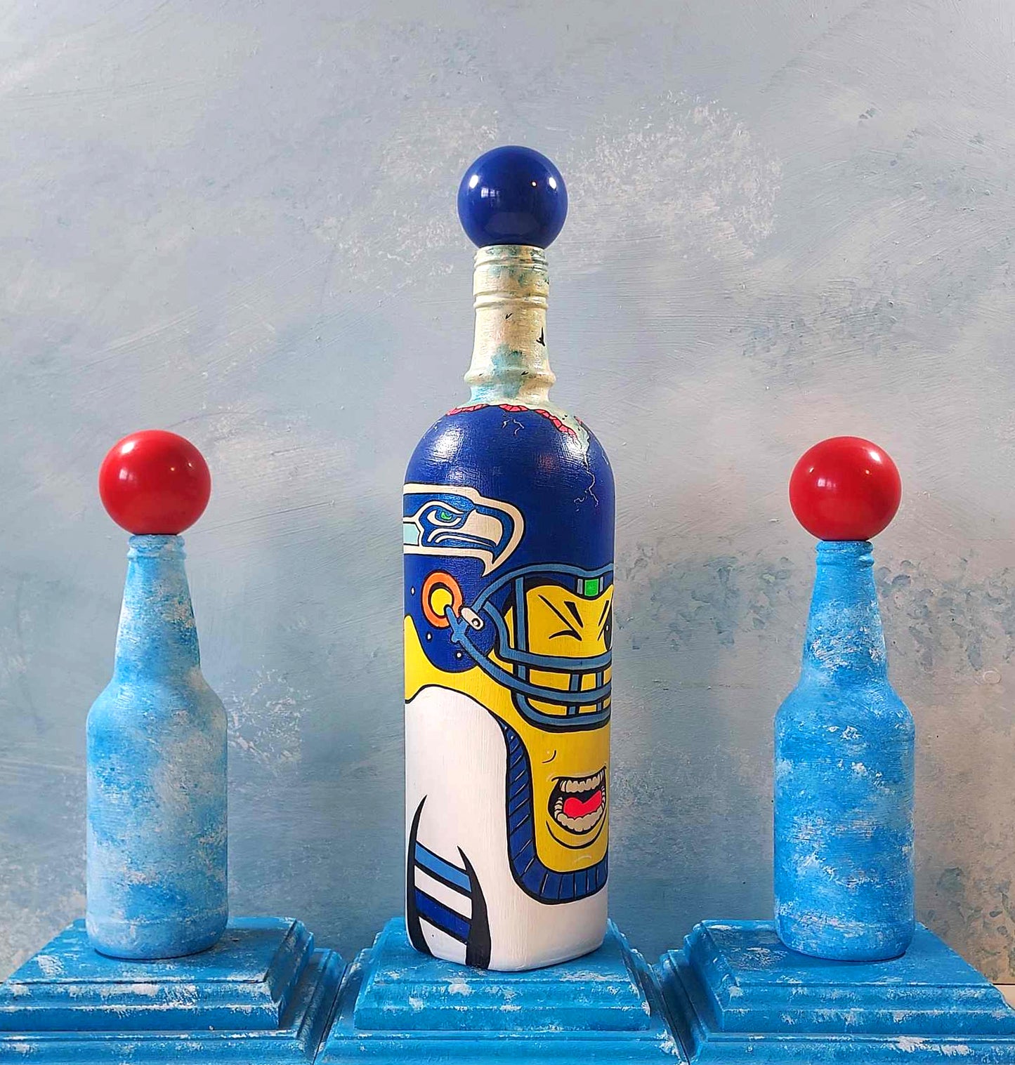 Popademic - SKULLCRACKER - SQUAWKING SAM (Seattle Seahawks) - Original Painted Bottle - Joey & Rhonda Havlock