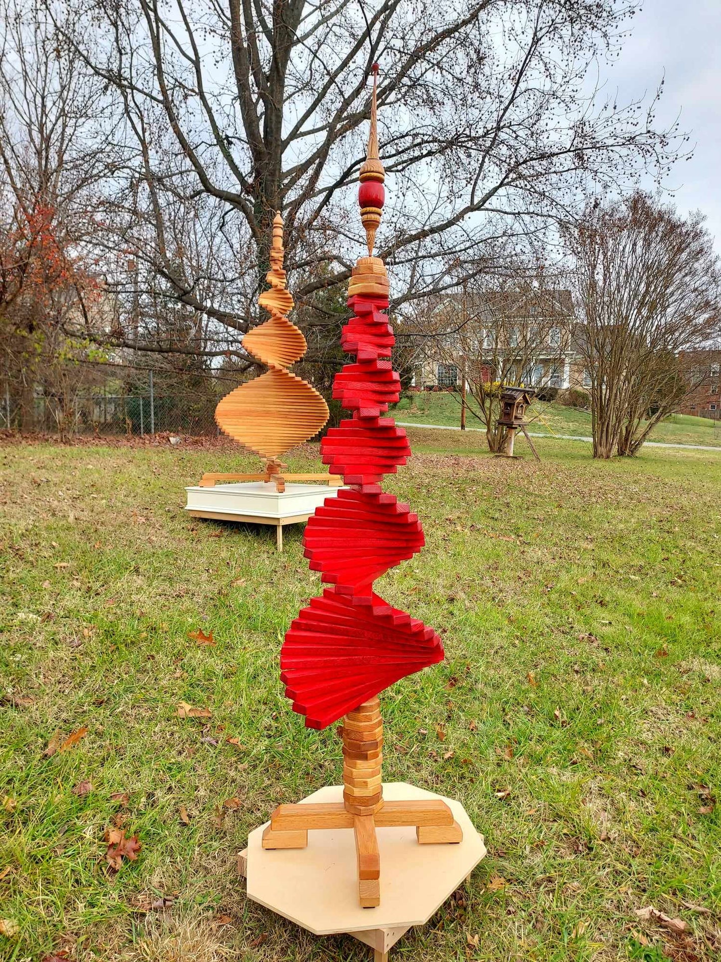 Scarlet Oak - Solid Oak Spiral Tree Sculpture